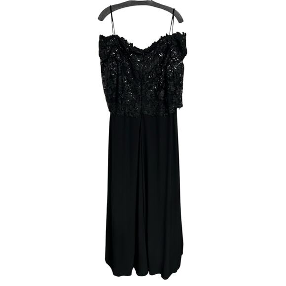 Jade by Jasmine Black Sequin Embellished Mesh Elbow Sleeve Dress Womens 14 - Picture 5 of 8